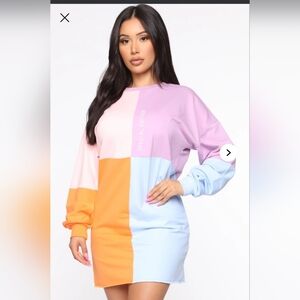 Fashion Nova Multicolor Long Sleeve Dress